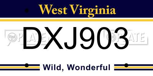 DXJ903 West Virginia License Plate