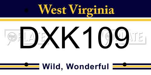 DXK109 West Virginia License Plate