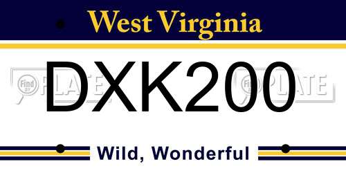DXK200 West Virginia License Plate