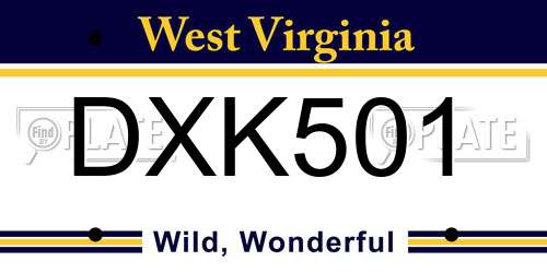 DXK501 West Virginia License Plate