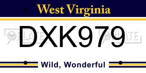 DXK979 West Virginia License Plate