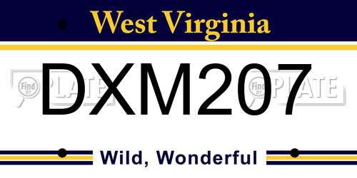 DXM207 West Virginia License Plate