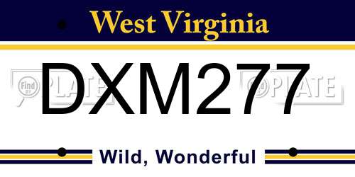 DXM277 West Virginia License Plate