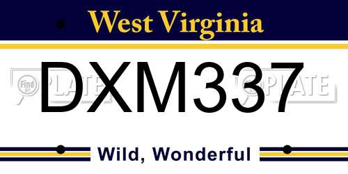 DXM337 West Virginia License Plate
