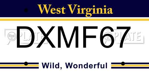 DXMF67 West Virginia License Plate