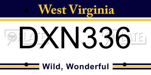 DXN336 West Virginia License Plate