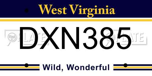 DXN385 West Virginia License Plate