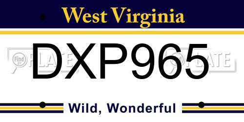 DXP965 West Virginia License Plate