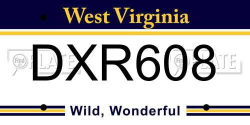 DXR608 West Virginia License Plate