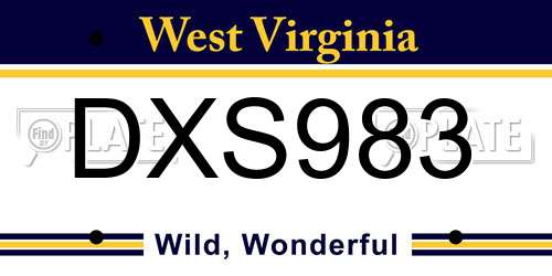DXS983 West Virginia License Plate