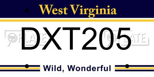 DXT205 West Virginia License Plate
