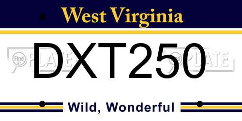 DXT250 West Virginia License Plate