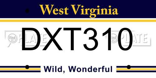 DXT310 West Virginia License Plate