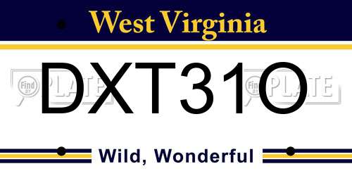 DXT31O West Virginia License Plate