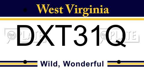 DXT31Q West Virginia License Plate