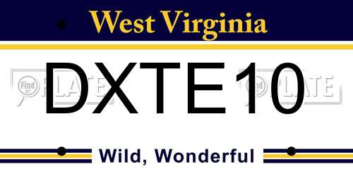 DXTE10 West Virginia License Plate