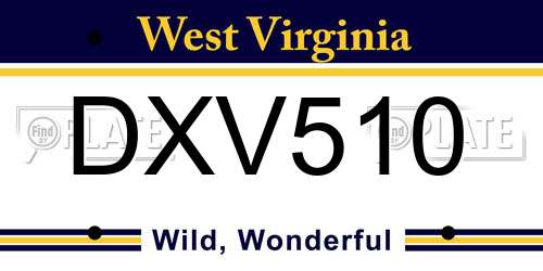 DXV510 West Virginia License Plate