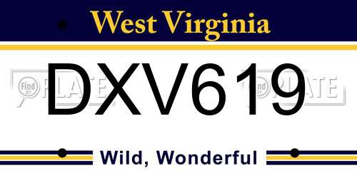 DXV619 West Virginia License Plate