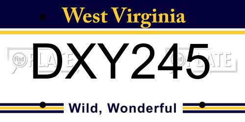 DXY245 West Virginia License Plate