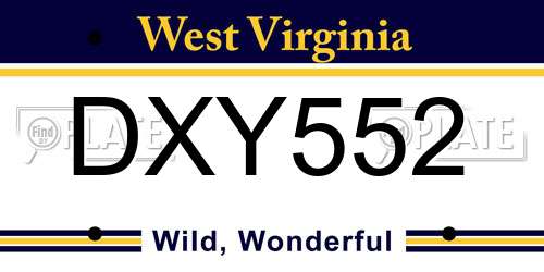 DXY552 West Virginia License Plate