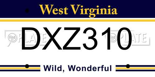DXZ310 West Virginia License Plate