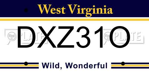 DXZ31O West Virginia License Plate