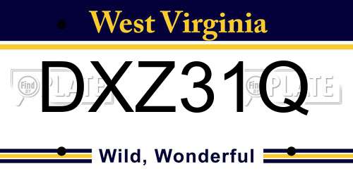 DXZ31Q West Virginia License Plate