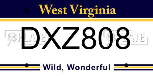 DXZ808 West Virginia License Plate
