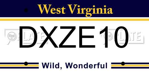 DXZE10 West Virginia License Plate