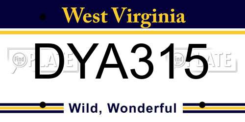 DYA315 West Virginia License Plate