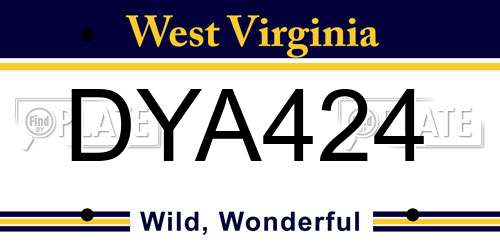 DYA424 West Virginia License Plate