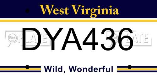 DYA436 West Virginia License Plate