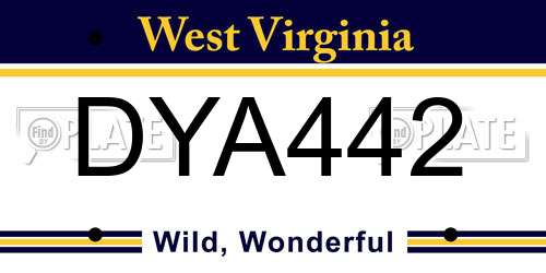 DYA442 West Virginia License Plate