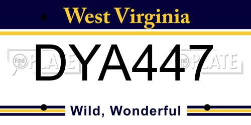 DYA447 West Virginia License Plate