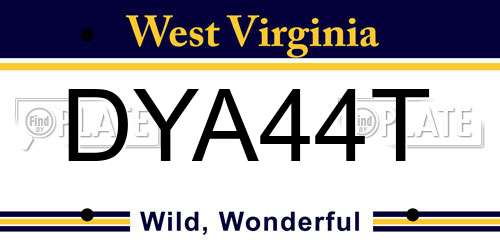 DYA44T West Virginia License Plate
