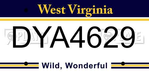 DYA4629 West Virginia License Plate