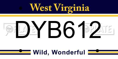 DYB612 West Virginia License Plate