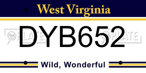 DYB652 West Virginia License Plate