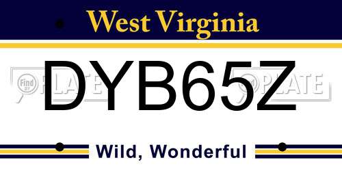 DYB65Z West Virginia License Plate