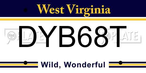 DYB68T West Virginia License Plate