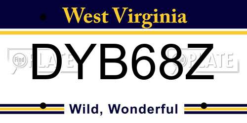 DYB68Z West Virginia License Plate