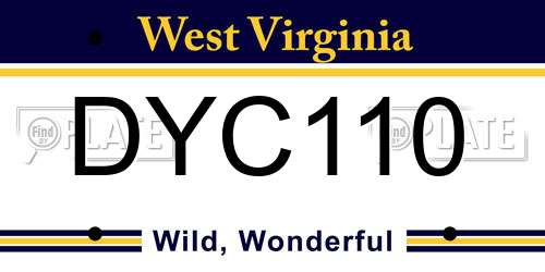 DYC110 West Virginia License Plate