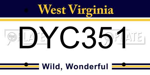 DYC351 West Virginia License Plate