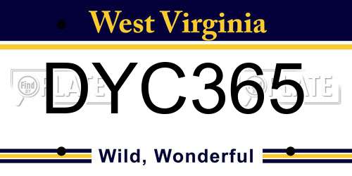 DYC365 West Virginia License Plate