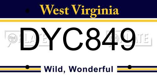 DYC849 West Virginia License Plate