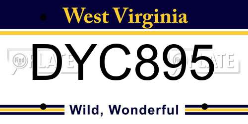 DYC895 West Virginia License Plate