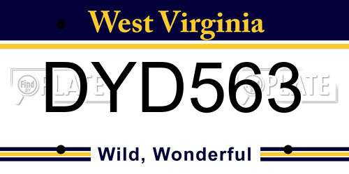 DYD563 West Virginia License Plate
