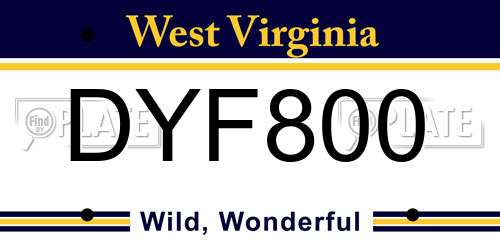 DYF800 West Virginia License Plate