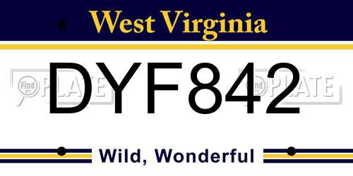 DYF842 West Virginia License Plate