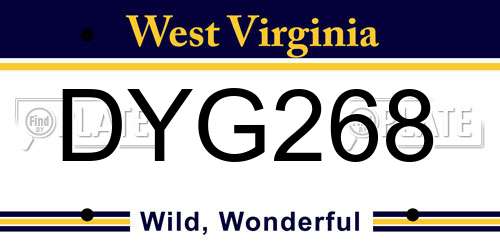 DYG268 West Virginia License Plate